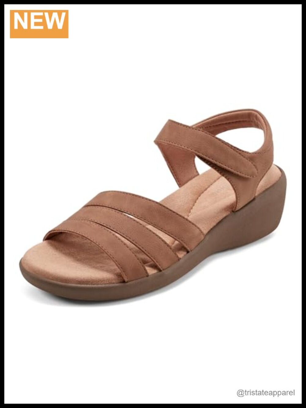 Women's Synthetic Wedge Sandal with Hook and Loop Strap